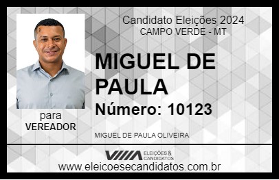 Candidato MIGUEL DE PAULA 2024 - CAMPO VERDE - Eleições