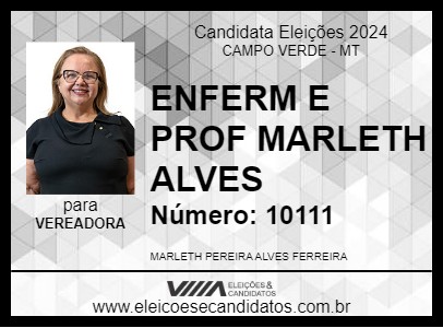 Candidato ENFERM E PROF MARLETH ALVES 2024 - CAMPO VERDE - Eleições