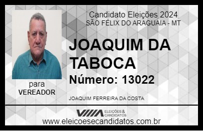 Candidato JOAQUIM DA TABOCA 2024 - SÃO FÉLIX DO ARAGUAIA - Eleições