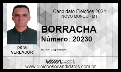 Candidato BORRACHA 2024 - NOVO MUNDO - Eleições