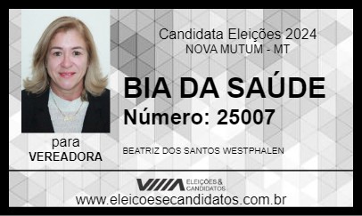 Candidato BIA DA SAÚDE 2024 - NOVA MUTUM - Eleições