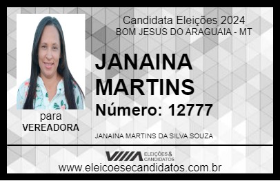 Candidato JANAINA MARTINS 2024 - BOM JESUS DO ARAGUAIA - Eleições