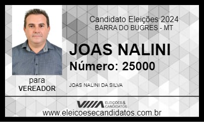 Candidato JOAS NALINI 2024 - BARRA DO BUGRES - Eleições