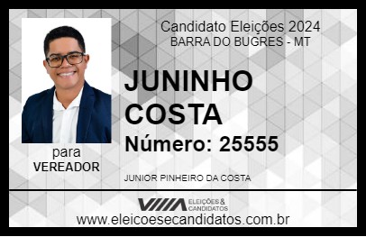 Candidato JUNINHO COSTA 2024 - BARRA DO BUGRES - Eleições