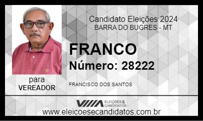 Candidato FRANCO 2024 - BARRA DO BUGRES - Eleições