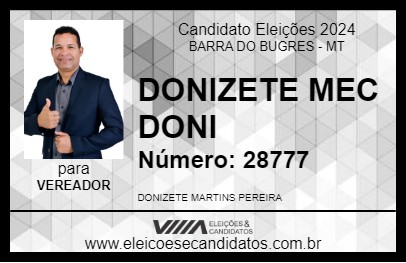 Candidato DONIZETE MEC DONI 2024 - BARRA DO BUGRES - Eleições