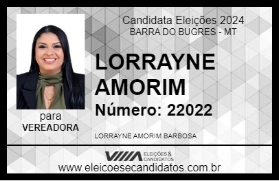 Candidato LORRAYNE AMORIM 2024 - BARRA DO BUGRES - Eleições