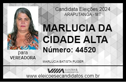 Candidato MARLUCIA DA CIDADE ALTA 2024 - ARAPUTANGA - Eleições