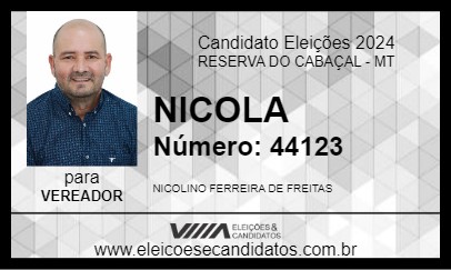 Candidato NICOLA 2024 - RESERVA DO CABAÇAL - Eleições