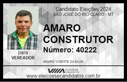 Candidato AMARO CONSTRUTOR 2024 - SÃO JOSÉ DO RIO CLARO - Eleições