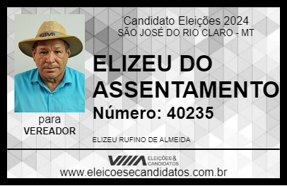 Candidato ELIZEU DO ASSENTAMENTO 2024 - SÃO JOSÉ DO RIO CLARO - Eleições