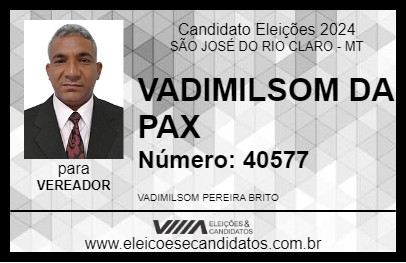 Candidato VADIMILSOM DA PAX 2024 - SÃO JOSÉ DO RIO CLARO - Eleições