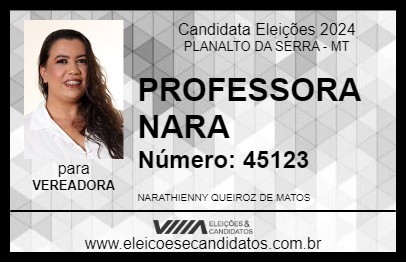 Candidato PROFESSORA NARA 2024 - PLANALTO DA SERRA - Eleições