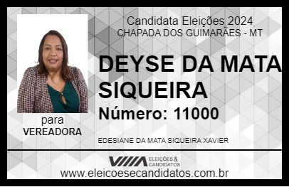 Candidato DEYSE DA MATA SIQUEIRA 2024 - CHAPADA DOS GUIMARÃES - Eleições