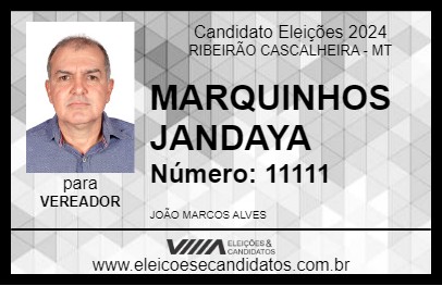 Candidato MARQUINHOS JANNDAYA 2024 - RIBEIRÃO CASCALHEIRA - Eleições