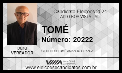 Candidato TOMÉ 2024 - ALTO BOA VISTA - Eleições