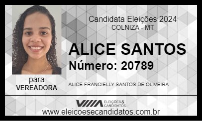 Candidato ALICE SANTOS 2024 - COLNIZA - Eleições