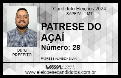 Candidato PATRESE DO AÇAÍ 2024 - SAPEZAL - Eleições