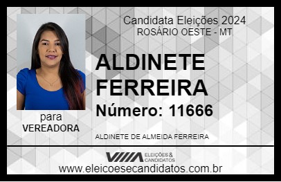 Candidato ALDINETE FERREIRA 2024 - ROSÁRIO OESTE - Eleições