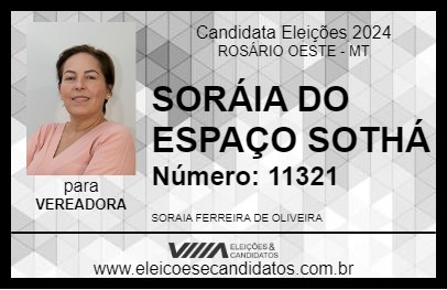 Candidato SORÁIA DO ESPAÇO SOTHÁ 2024 - ROSÁRIO OESTE - Eleições