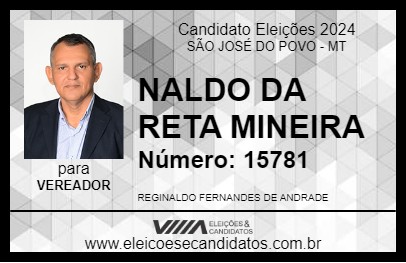 Candidato NALDO DA RETA MINEIRA 2024 - SÃO JOSÉ DO POVO - Eleições