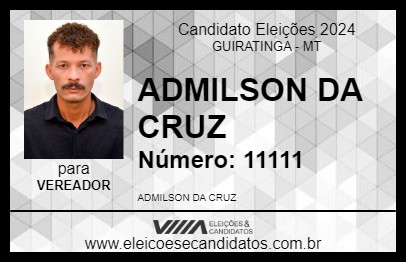 Candidato ADMILSON DA CRUZ 2024 - GUIRATINGA - Eleições