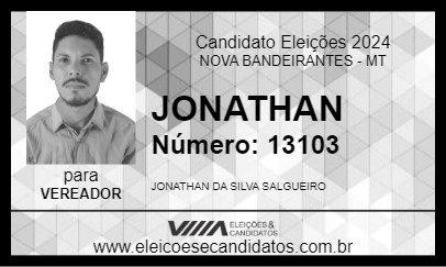 Candidato JONATHAN 2024 - NOVA BANDEIRANTES - Eleições