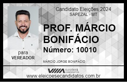 Candidato PROF. MÁRCIO BONIFÁCIO 2024 - SAPEZAL - Eleições