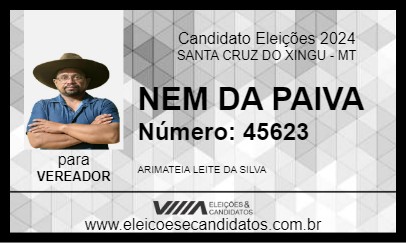 Candidato NEM DA PAIVA 2024 - SANTA CRUZ DO XINGU - Eleições