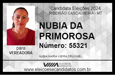 Candidato NUBIA DA PRIMOROSA 2024 - RIBEIRÃO CASCALHEIRA - Eleições