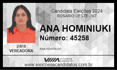 Candidato ANA HOMINIUKI 2024 - ROSÁRIO OESTE - Eleições