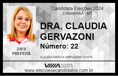 Candidato DRA. CLAUDIA GERVAZONI 2024 - CANARANA - Eleições