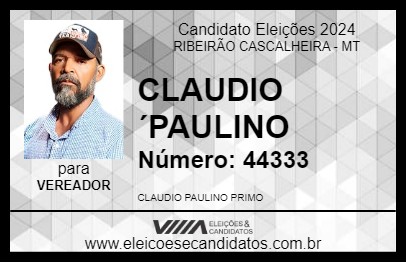 Candidato CLAUDIO PAULINO 2024 - RIBEIRÃO CASCALHEIRA - Eleições