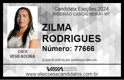 Candidato ZILMA RODRIGUES 2024 - RIBEIRÃO CASCALHEIRA - Eleições