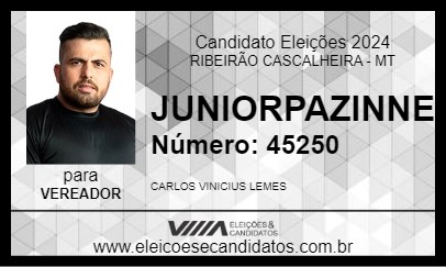 Candidato JUNIOR PAZINNI 2024 - RIBEIRÃO CASCALHEIRA - Eleições