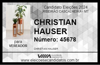 Candidato CHRISTIAN HAUSER 2024 - RIBEIRÃO CASCALHEIRA - Eleições