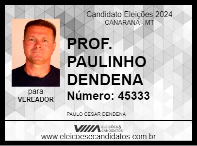 Candidato PROF. PAULINHO DENDENA 2024 - CANARANA - Eleições