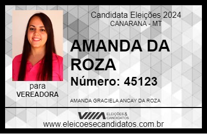 Candidato AMANDA DA ROZA 2024 - CANARANA - Eleições