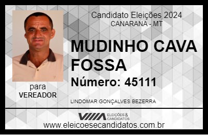 Candidato MUDINHO CAVA FOSSA 2024 - CANARANA - Eleições