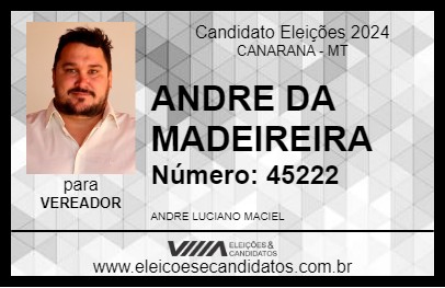 Candidato ANDRE DA MADEIREIRA 2024 - CANARANA - Eleições