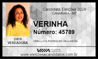 Candidato VERINHA 2024 - CANARANA - Eleições