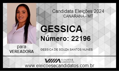 Candidato GESSICA 2024 - CANARANA - Eleições