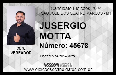 Candidato JUSERGIO MOTTA 2024 - SÃO JOSÉ DOS QUATRO MARCOS - Eleições