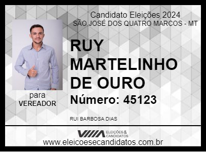 Candidato RUY MARTELINHO DE OURO 2024 - SÃO JOSÉ DOS QUATRO MARCOS - Eleições