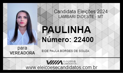 Candidato PAULINHA  2024 - LAMBARI D\OESTE - Eleições