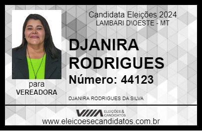 Candidato DJANIRA RODRIGUES 2024 - LAMBARI D\OESTE - Eleições