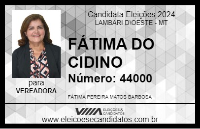 Candidato FÁTIMA DO CIDINO 2024 - LAMBARI D\OESTE - Eleições