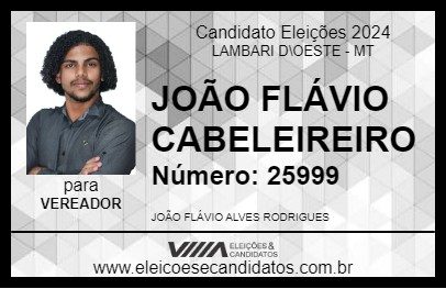 Candidato JOÃO FLÁVIO CABELEIREIRO 2024 - LAMBARI D\OESTE - Eleições