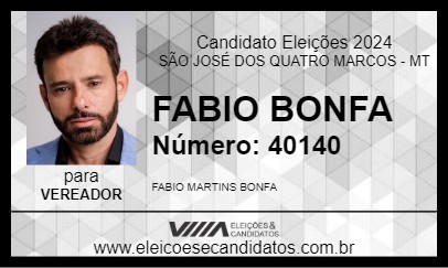 Candidato FABIO BONFA 2024 - SÃO JOSÉ DOS QUATRO MARCOS - Eleições