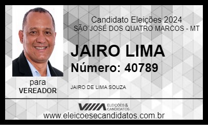 Candidato JAIRO LIMA 2024 - SÃO JOSÉ DOS QUATRO MARCOS - Eleições